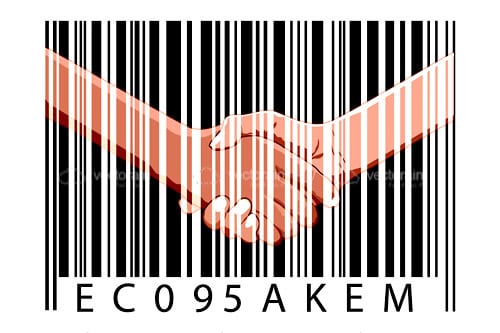 Barcode Pattern with Abstract Handshake